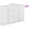 vidaXL Gabionen mit Hochbogen 15 Stk 300x50x200/220cm Verzinktes Eisen