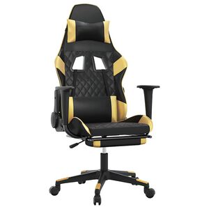 vidaXL Gaming-Stuhl mit Fu&szlig;st&uuml;tze Schwarz und Golden Kunstleder