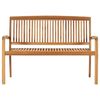 vidaXL Stapelbare Gartenbank mit Auflage 128,5 cm Massivholz Teak