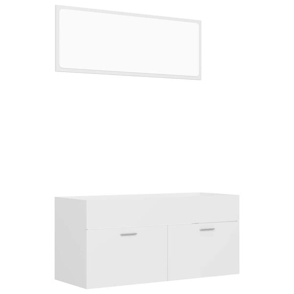 vidaXL 2-tlg. Badm&ouml;bel-Set Wei&szlig; Holzwerkstoff