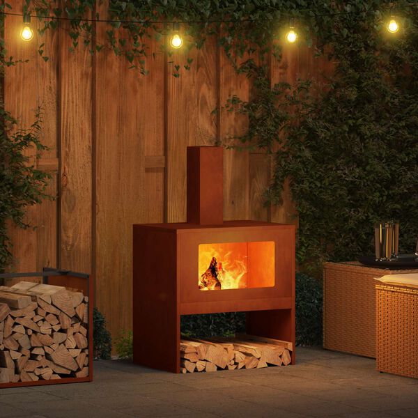 vidaXL Feuerstelle Braun 60 x 40 x 96 cm Wetterfeststahl