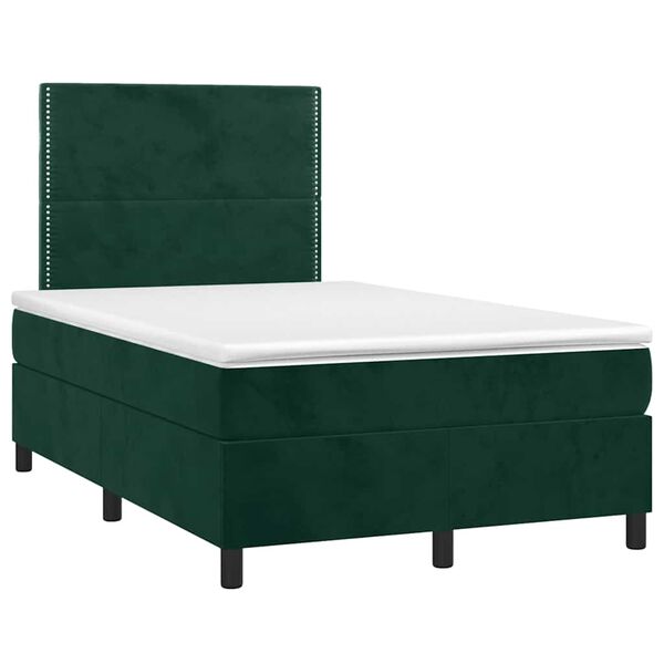 vidaXL Boxspringbett mit Matratze & LED Dunkelgr&uuml;n 120x200 cm Samt