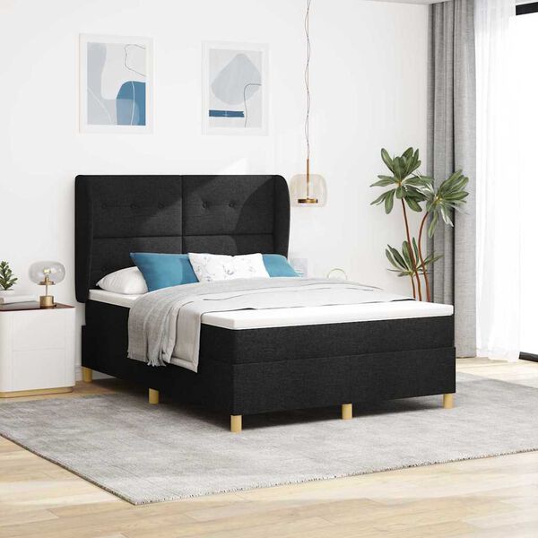 vidaXL Boxspringbett mit Matratze Schwarz 200 x 160 cm Stoff