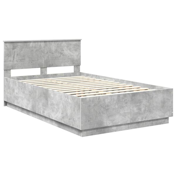 vidaXL Bettrahmen mit Kopfteil Beton Grau 135 x 190 cm Holzwerkstoff