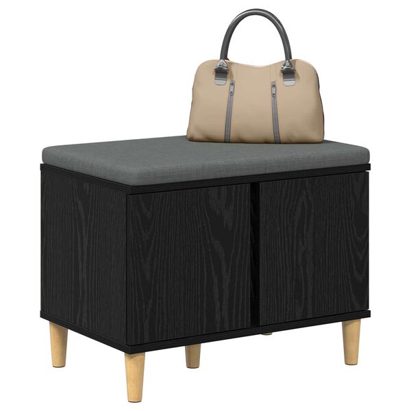 vidaXL Flurbank mit Kissen Schwarz Eichen-Optik 60 x 38 x 46 cm