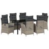 vidaXL Garten Essgruppe mit Kissen 7 pcs Hellgrau Poly-Rattan