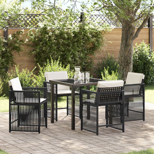 vidaXL Garten Essgruppe 5 pcs Schwarz Poly-Rattan