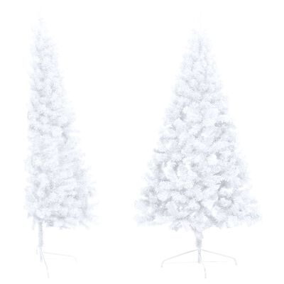 vidaXL Künstlicher Halb-Weihnachtsbaum Beleuchtung Ständer Weiß 210 cm