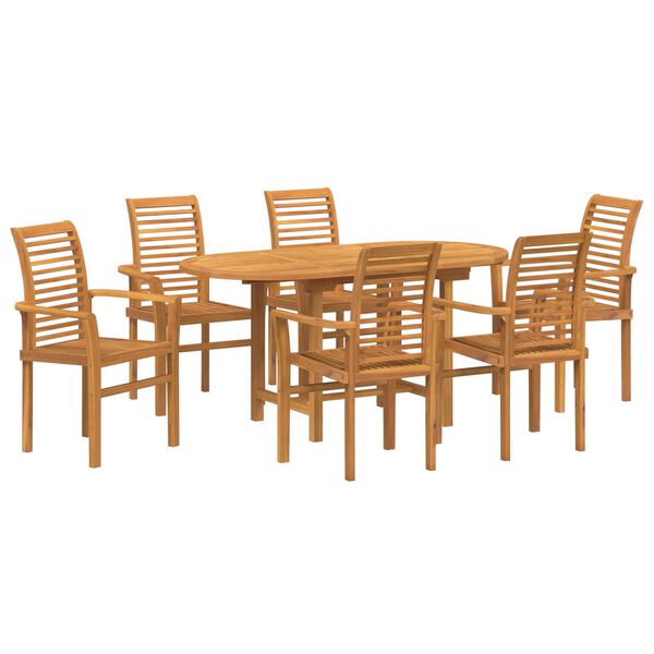 vidaXL Garten Essgruppe 7 pcs Braun Massivholz Teak