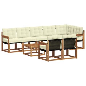 vidaXL Outdoor-Sofagarnitur mit Kissen 9 pcs Natur und Creme