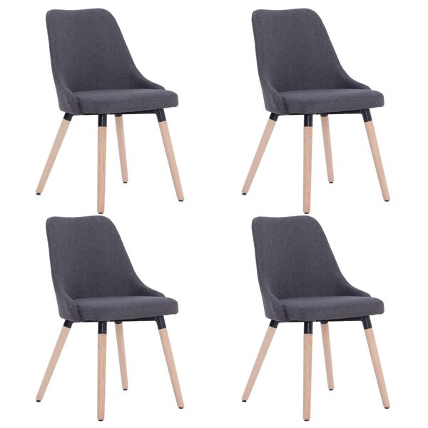 vidaXL Esszimmerst&uuml;hle 4 Stk. Dunkelgrau Stoff