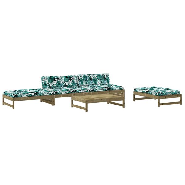 vidaXL 5-tlg. Garten-Lounge-Set mit Kissen Impr&auml;gniertes Kiefernholz