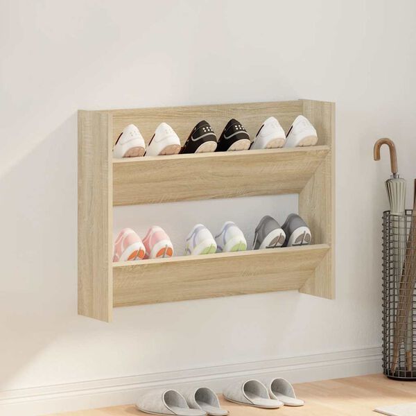 vidaXL Wand-Schuhschrank Sonoma-Eiche 80x18x60 cm Holzwerkstoff