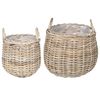 vidaXL Blumentopf K&ouml;rbchen mit Speicher 2 pcs Grau Lacak Rattan