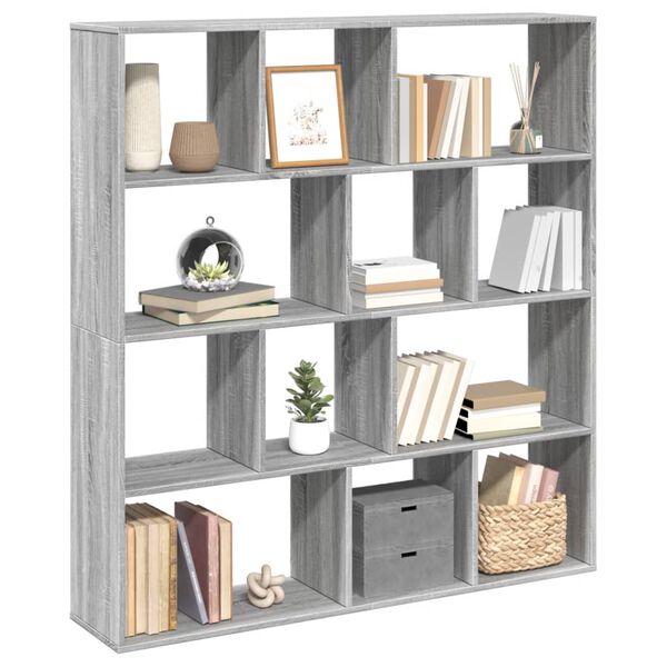 vidaXL Bücherregal Grau Sonoma 132x29x141,5 cm Holzwerkstoff