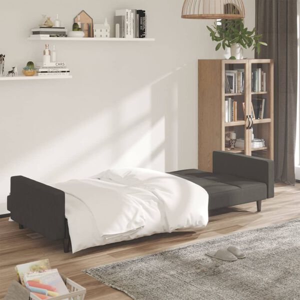 vidaXL Schlafsofa 2-Sitzer Dunkelgrau Mikrofaser