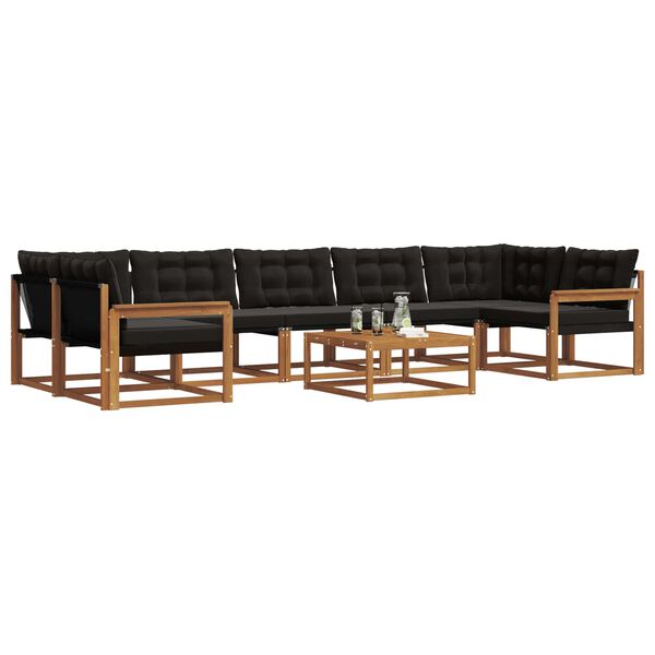 vidaXL Outdoor-Sofagarnitur mit Kissen 8 pcs Nat&uuml;rlich und Schwarz