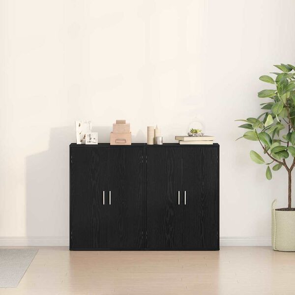 vidaXL Sideboard 2 pcs Schwarz Eichen-Optik 60 x 31 x 84 cm