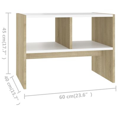 vidaXL Beistelltisch Weiß und Sonoma-Eiche 60x40x45 cm Holzwerkstoff