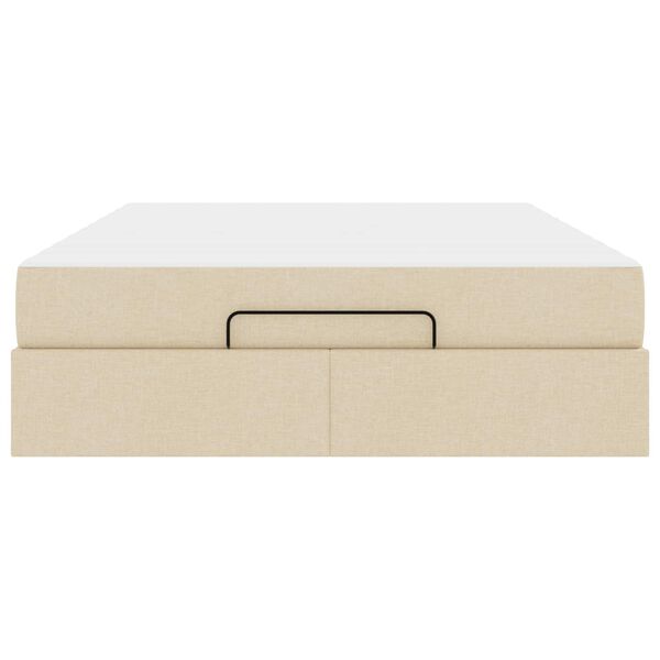 vidaXL Bettgestell mit Matratze mit Matratze 2 pcs Creme Stoff