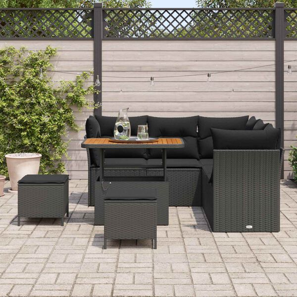 vidaXL Gartensofa-set 8 pcs Schwarz Poly-Rattan
