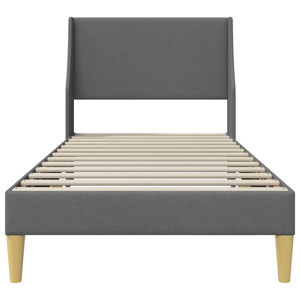 vidaXL Bettrahmen mit Kopfteil Dunkelgrau 90 x 200 cm Stoff