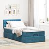 vidaXL Ottoman-Bett mit Matratze & LEDs Dunkelblau 90x190 cm Samt