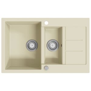 vidaXL Granitsp&uuml;le Doppelbecken Beige