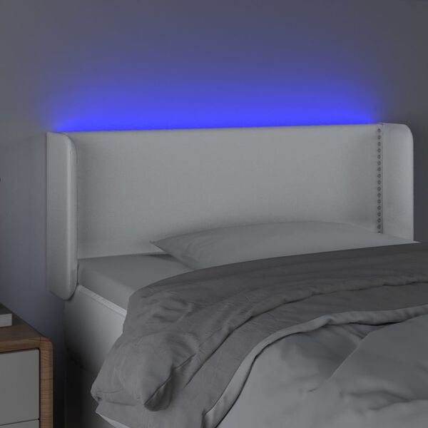 vidaXL LED Kopfteil Wei&szlig; 103x16x78/88 cm Kunstleder
