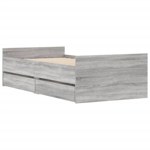 vidaXL Bettgestell mit Schubladen Grau Sonoma 90x200 cm