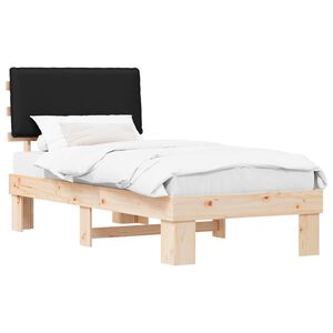 vidaXL Bettgestell mit gepolstertem Kopfteil Schwarz 75 x 190 cm