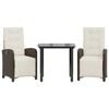 vidaXL 3-tlg. Bistro-Set mit Kissen Braun Poly Rattan