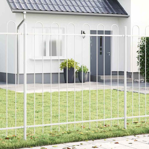 vidaXL Gartenzaun Wei&szlig; 1,7 x 1,5 m Pulverbeschichteter Stahl