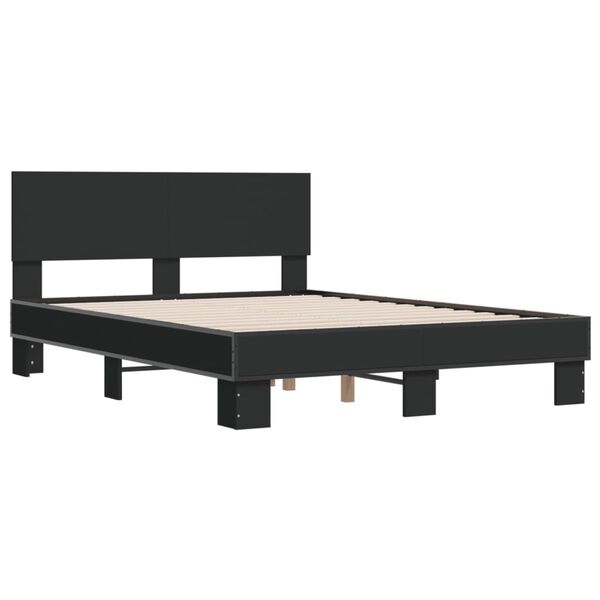 vidaXL Bettgestell Schwarz 135x190 cm Holzwerkstoff und Metall