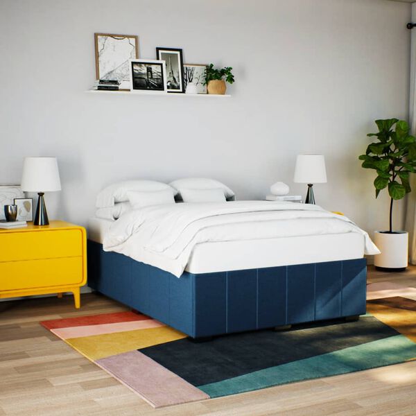 vidaXL Bettgestell ohne Matratze Blau 140x200 cm Stoff
