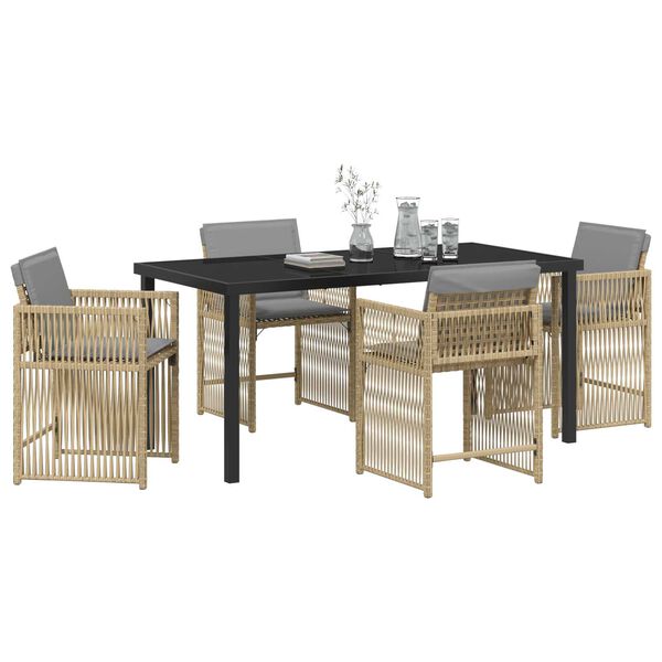 vidaXL Garten Essgruppe 5 pcs Beige Poly-Rattan