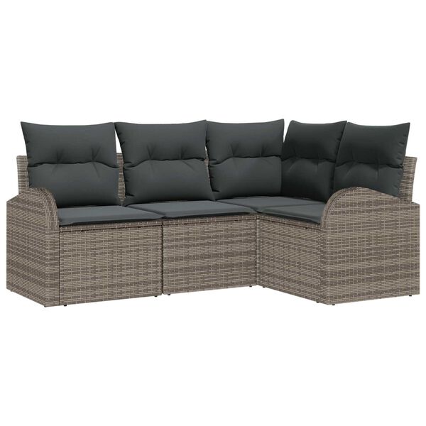 vidaXL Gartensofa-set Grau Poly-Rattan