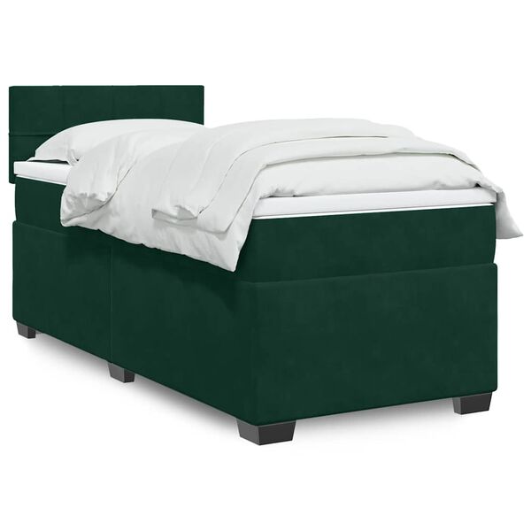 vidaXL Boxspringbett mit Matratze Dunkelgr&uuml;n 80x200 cm Samt