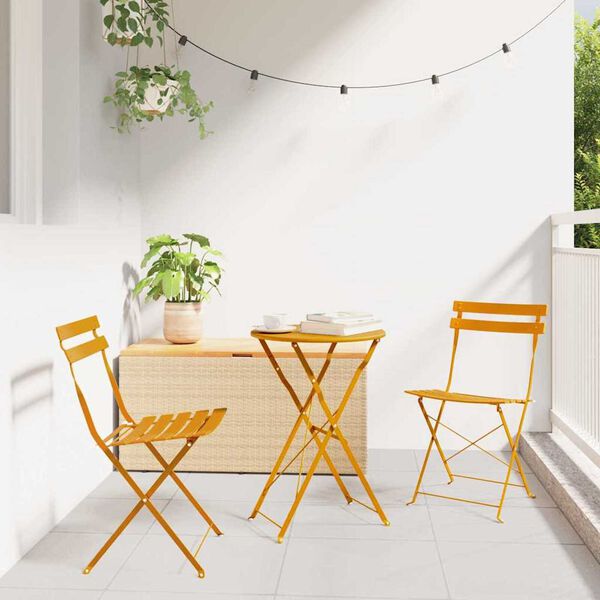 vidaXL Klapp Bistro Set 3 pcs Senf Stahl