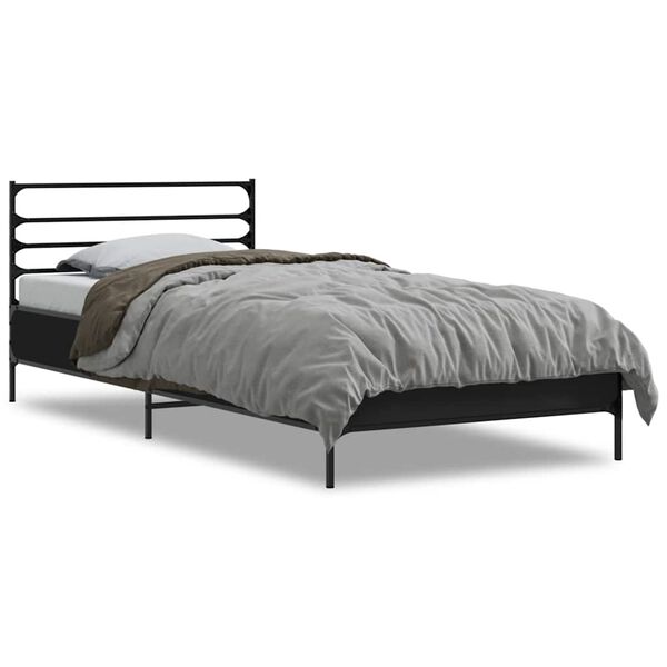 vidaXL Bettgestell Schwarz 100x200 cm Holzwerkstoff und Metall