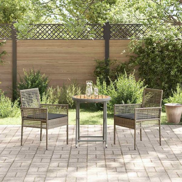 vidaXL Garten Bistro Set 3 pcs Grau Poly-Rattan