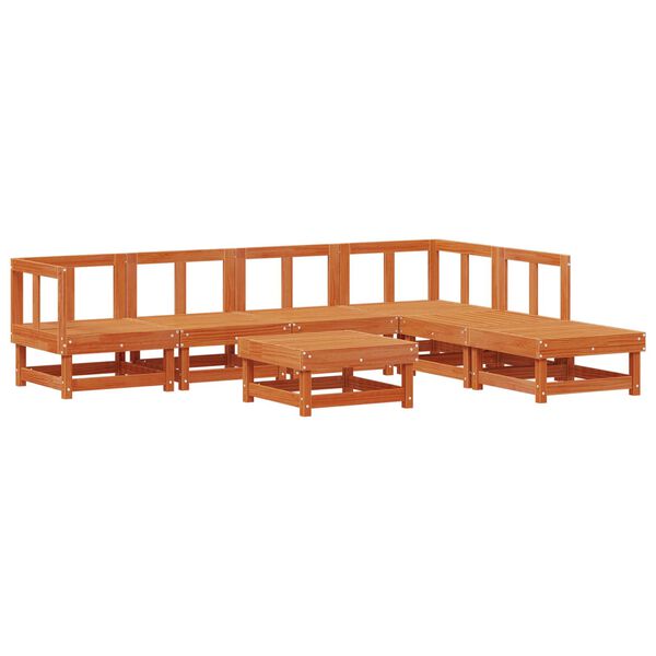 vidaXL Garten-Lounge-Set 7 pcs Wachsbraun Massives Kiefernholz