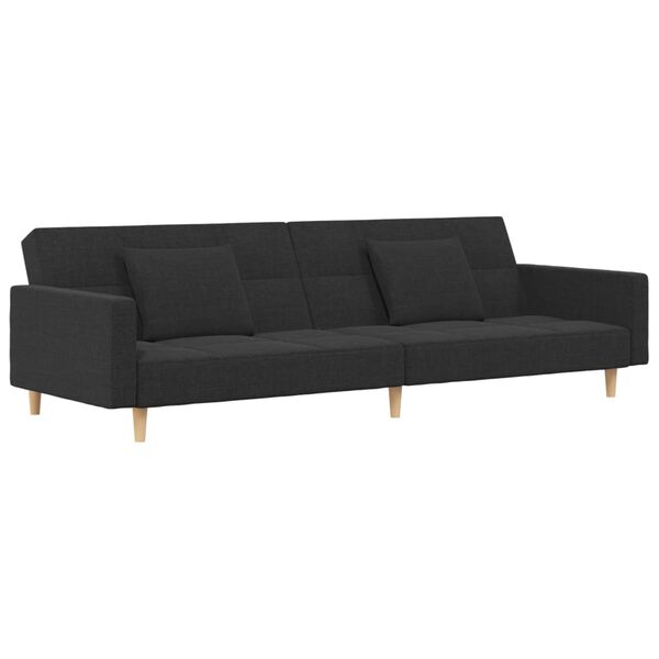 vidaXL Schlafsofa 2-Sitzer mit 2 Kissen & Hocker Dunkelgrau Stoff