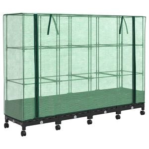 vidaXL Gartenplanter mit Gew&auml;chshausabdeckung und R&auml;dern 4 stk. PP
