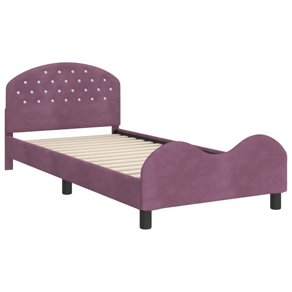 vidaXL Kinderbettgestell mit Kopfteil Lila 90 x 190 cm Samt
