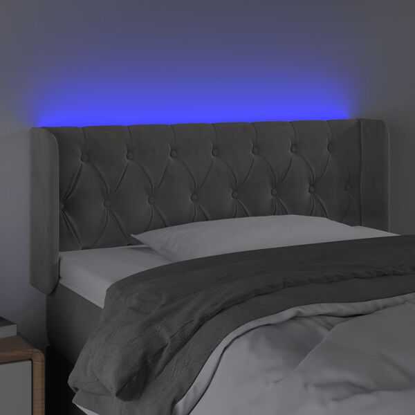 vidaXL LED Kopfteil Hellgrau 103x16x78/88 cm Samt