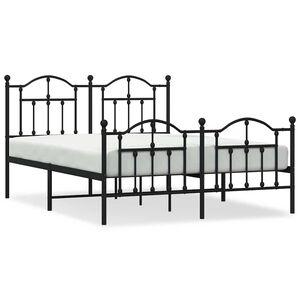 vidaXL Bettgestell mit Kopf- und Fu&szlig;teil Metall Schwarz 150x200 cm