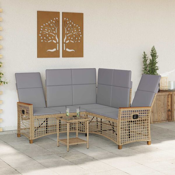 vidaXL Garten Liegesofa Set Beige und Hellgrau 164 x 164 x 112 cm