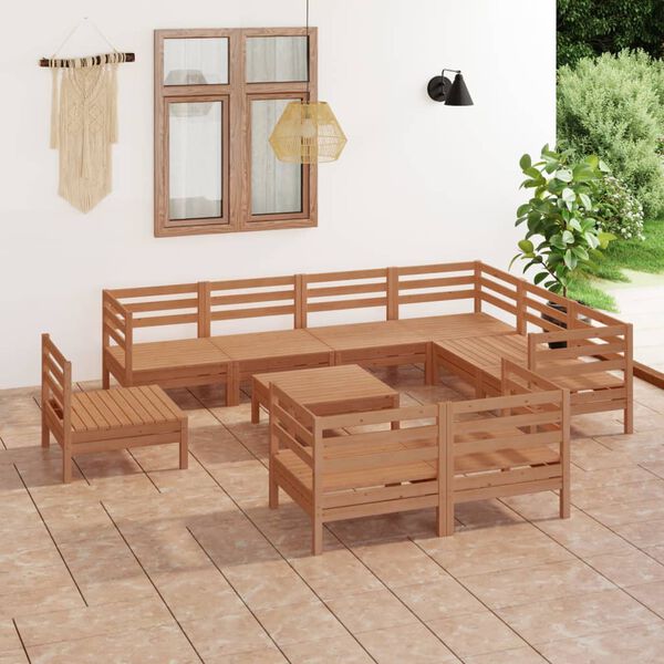 vidaXL 10-tlg. Garten-Lounge-Set Massivholz Kiefer Honigbraun