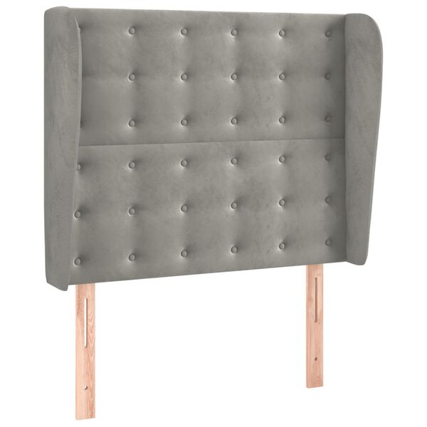 vidaXL Kopfteil mit Ohren Hellgrau 103x23x118/128 cm Samt
